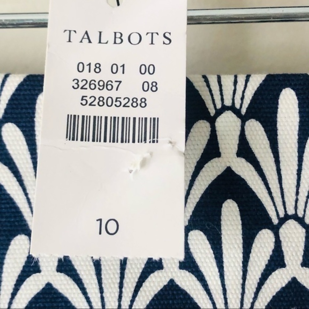 Talbots Classic Cotton A-Line Skirt Navy and White Fan Print Size 10 - Picture 5 of 12